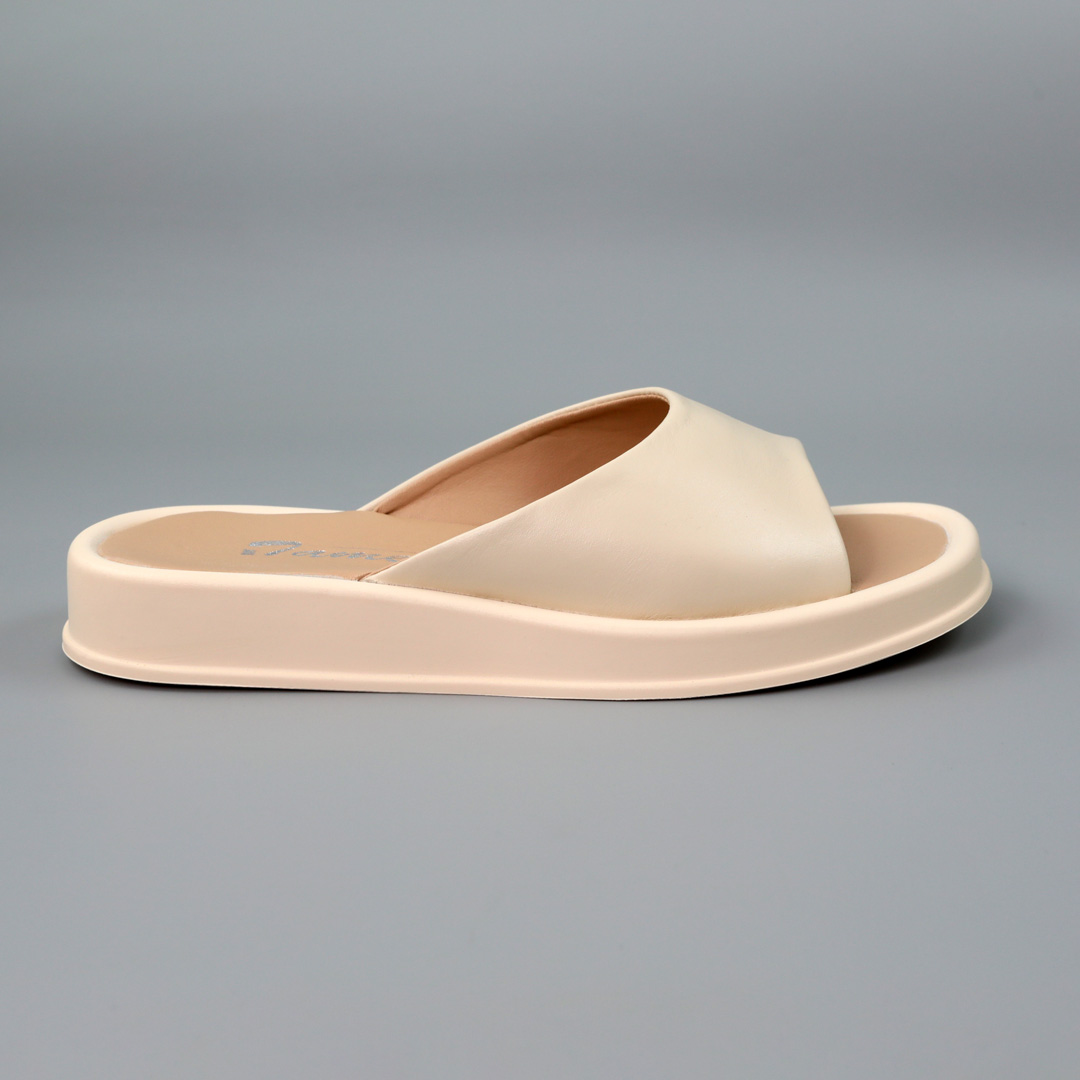 Шлепанцы женские кожаные 589268 Бежевые распродажа