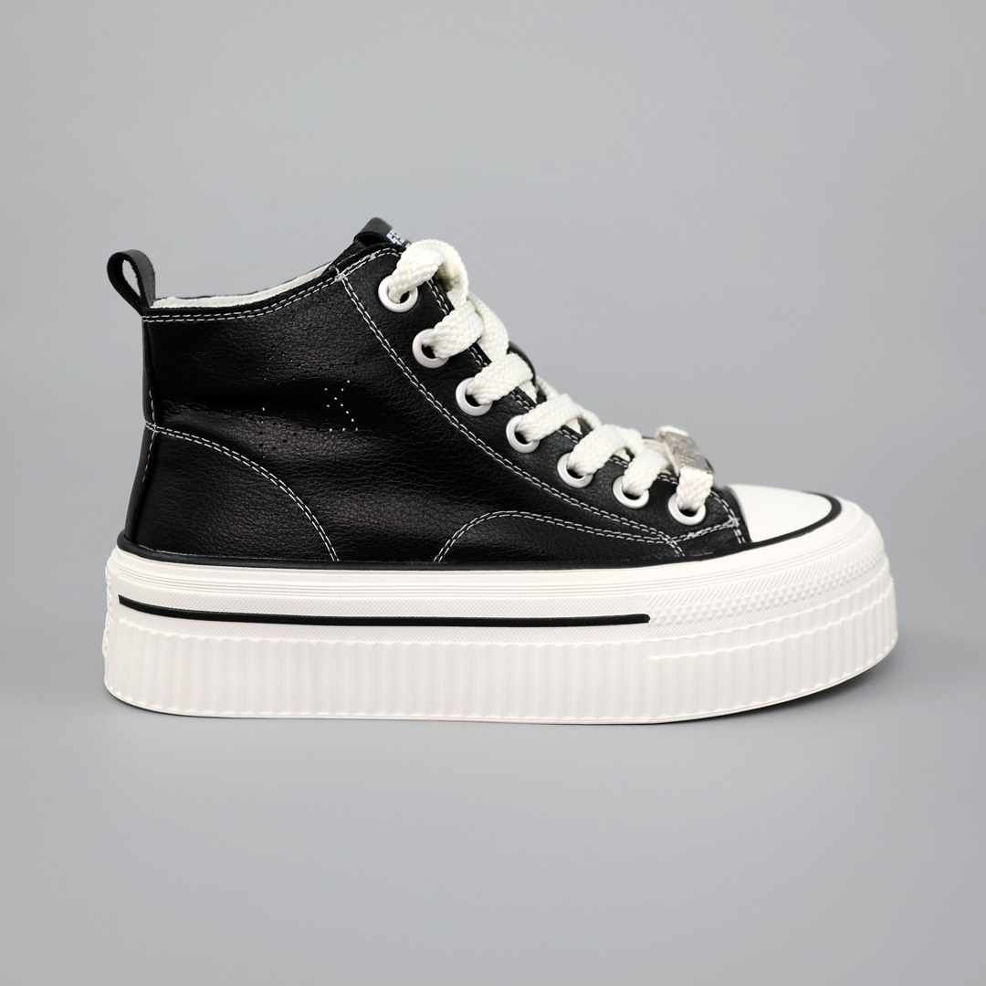 Кеди жіночі шкіряні високі 589443 Чорні