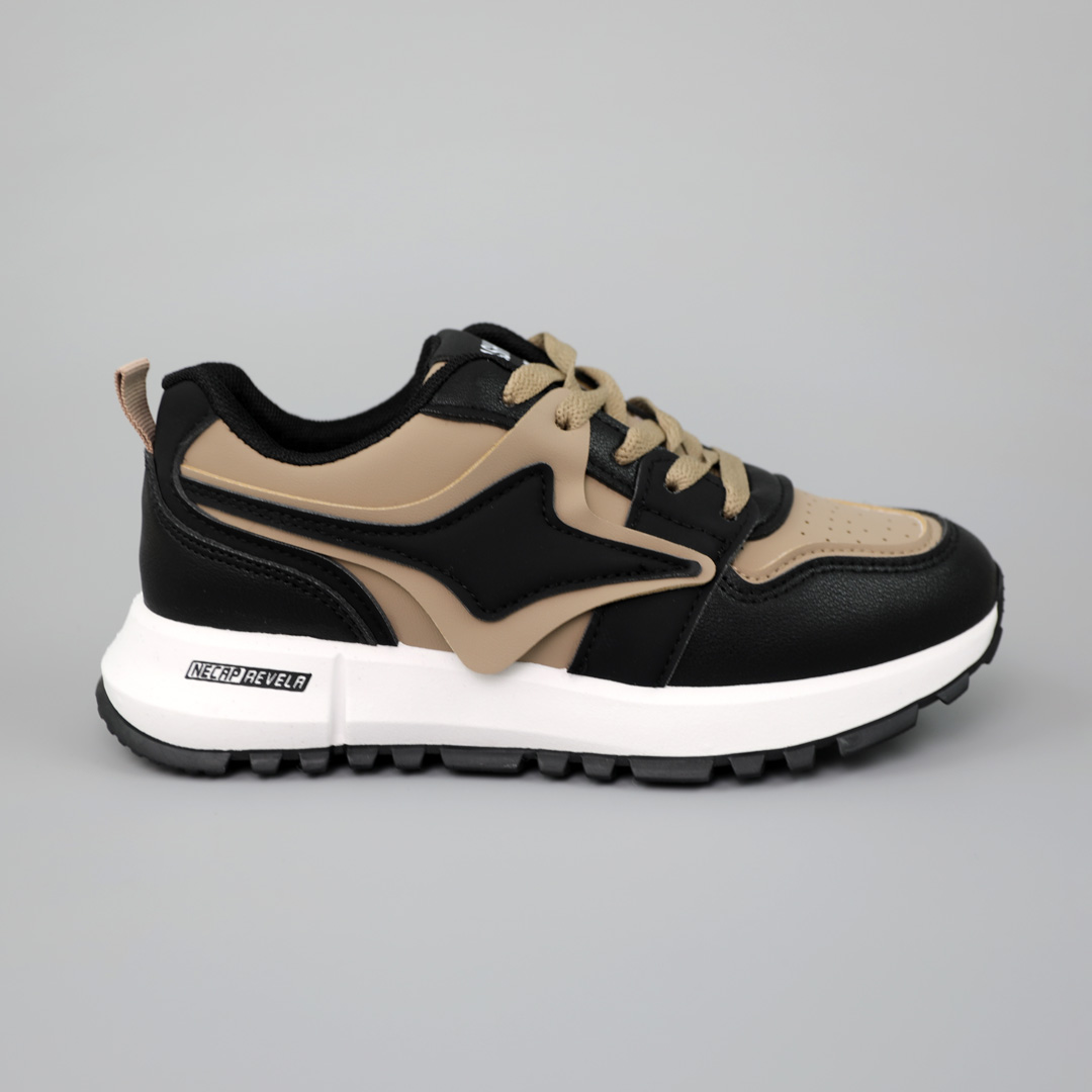 Кроссовки женские 589525 Черно-бежевые распродажа