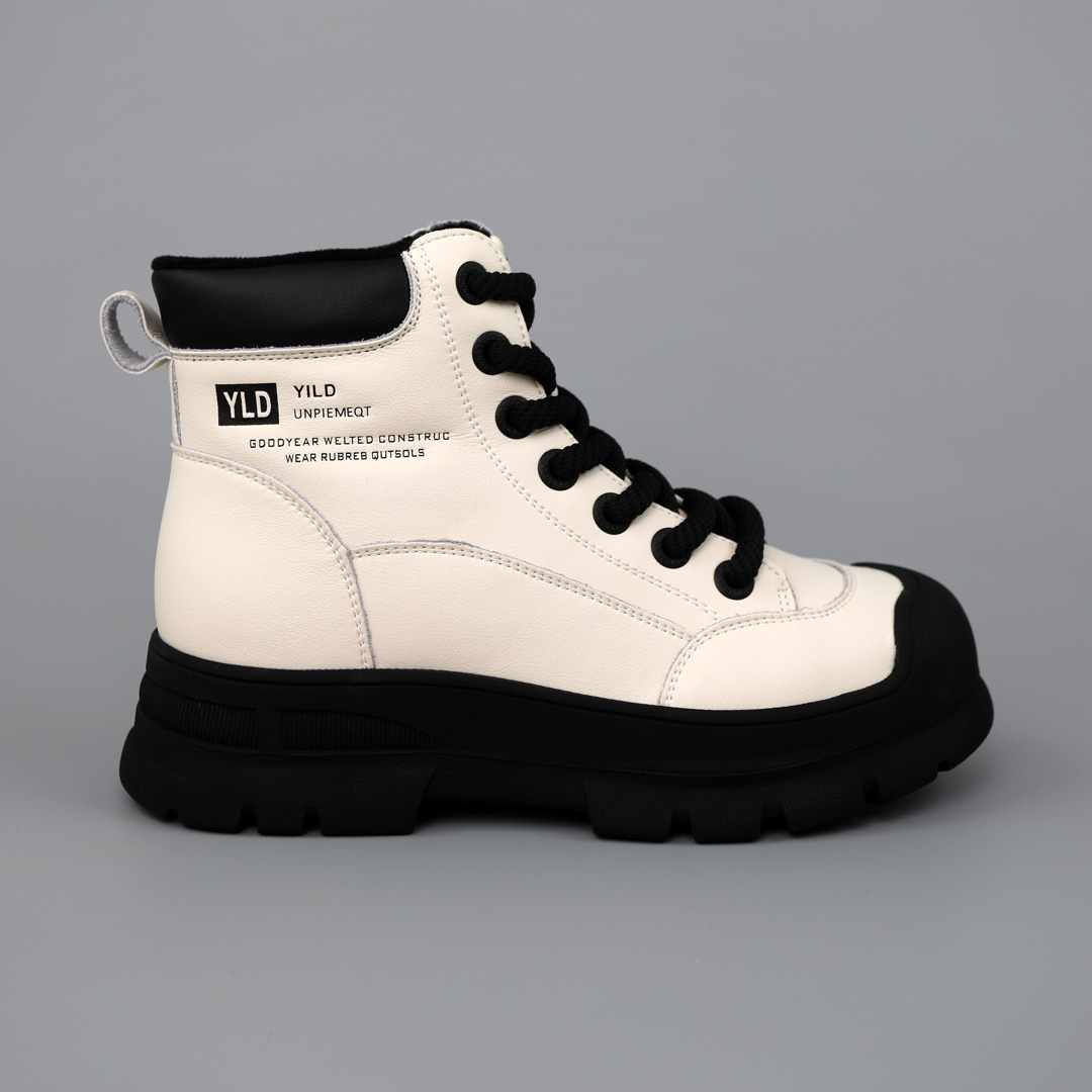 Ботинки женские кожаные мех 589546 Молочные