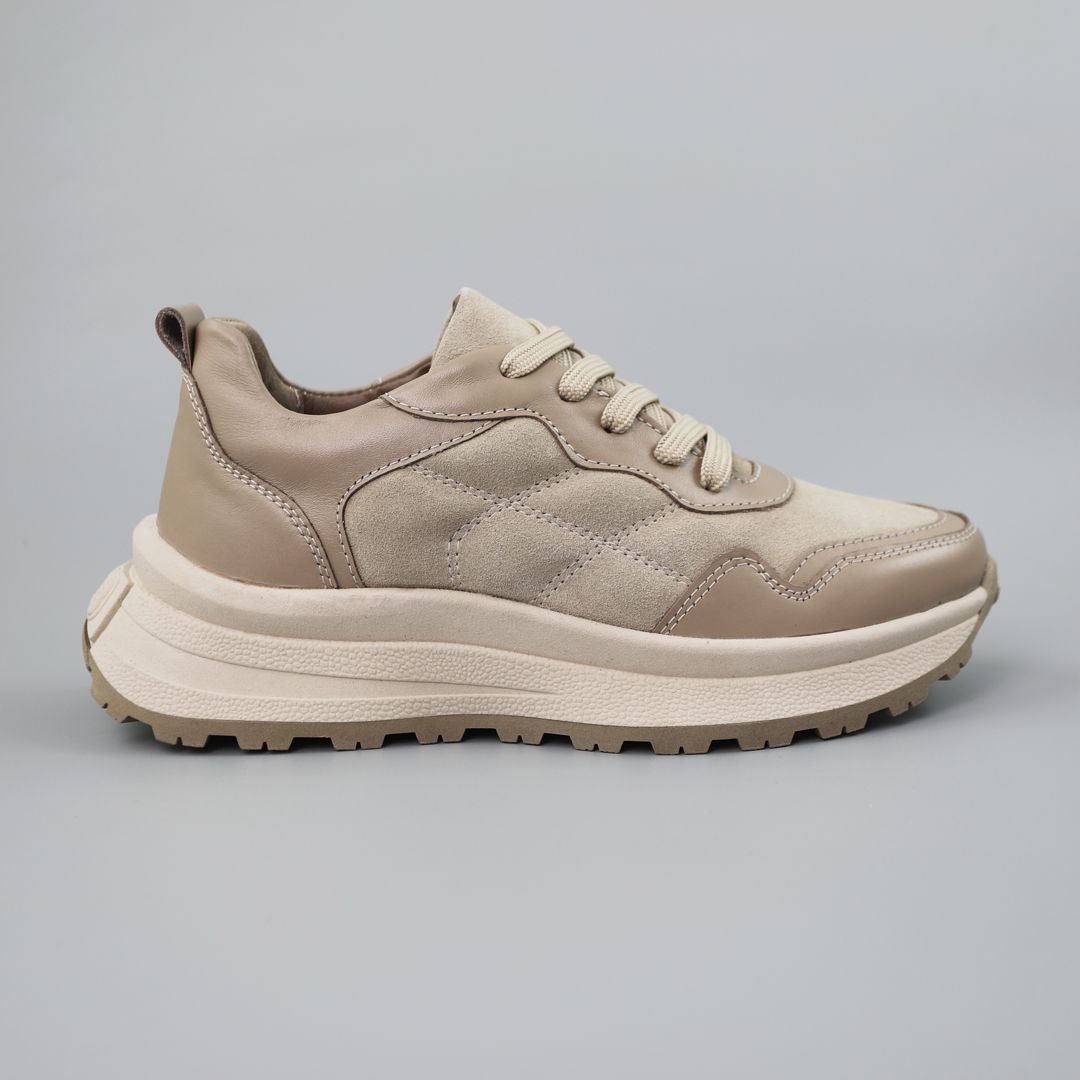 Кроссовки женские кожаные 589930 Бежевые распродажа