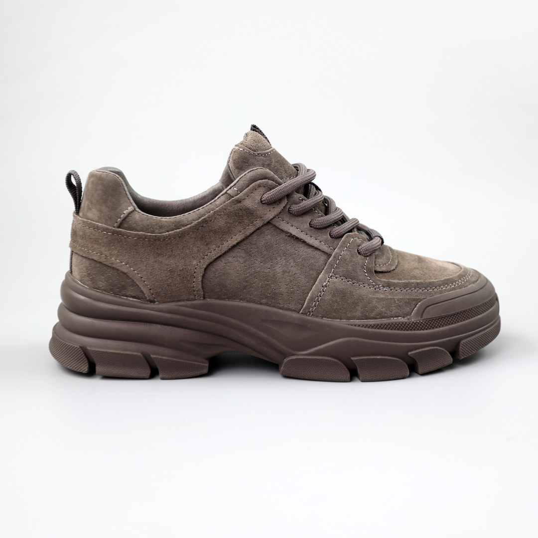 Кроссовки женские замшевые 590218 Серые коричневые распродажа