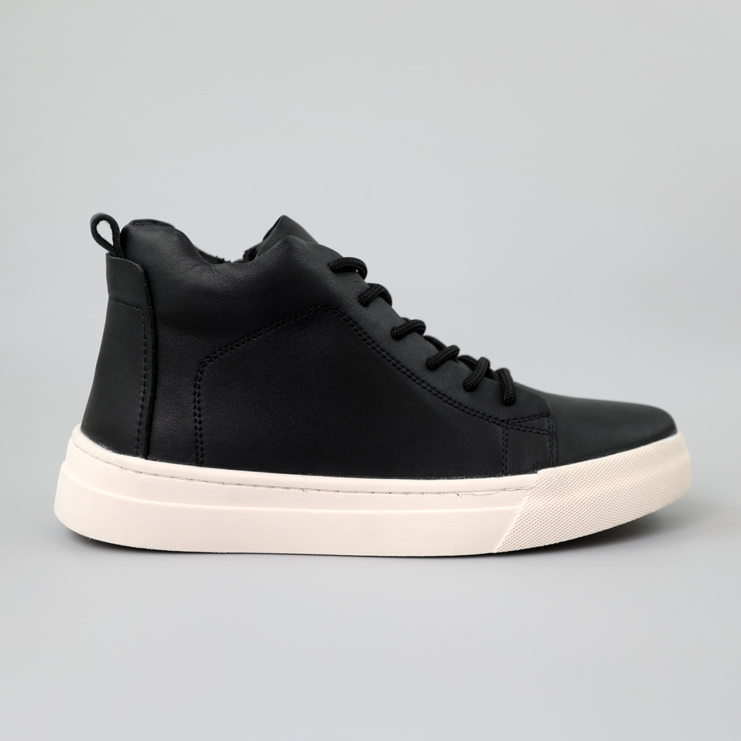 Кеды мужские кожаные байка 590313 Черные распродажа