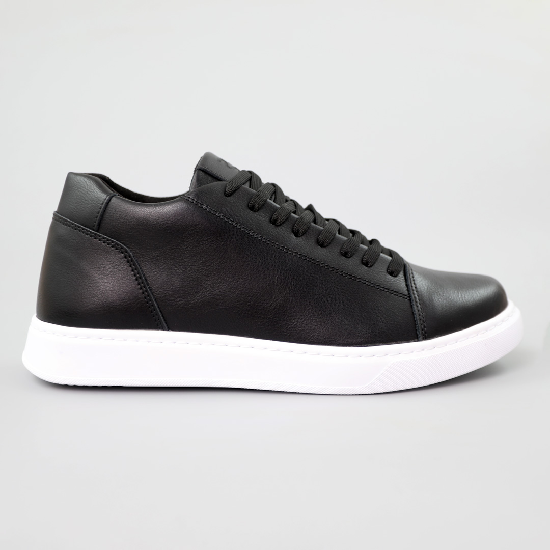 Кеды мужские кожаные мех 590630 Черные