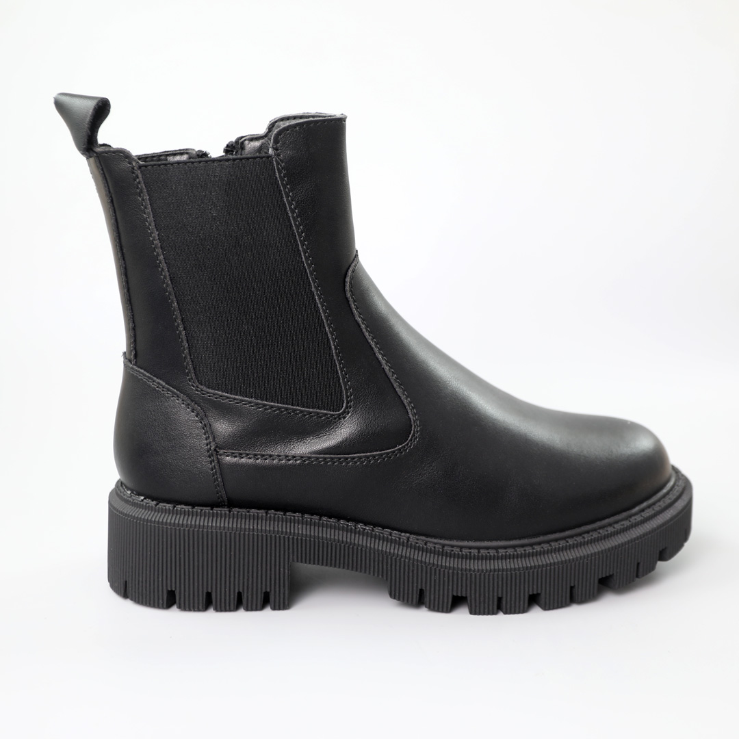 Челси женские кожаные мех 590804 Черные