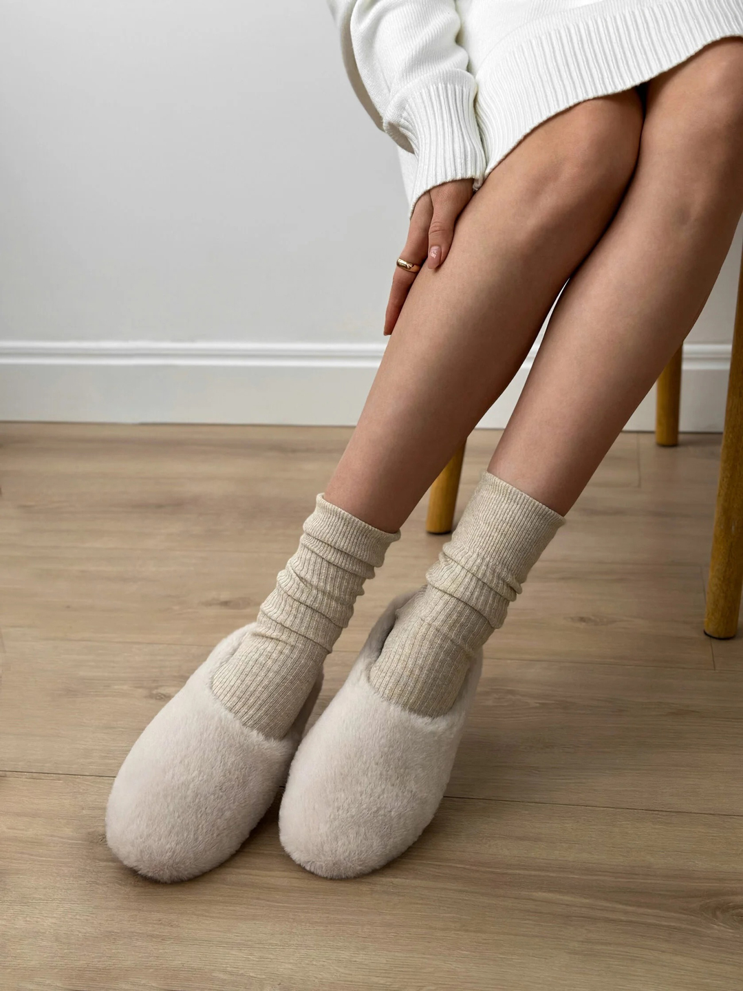 Домашние тапочки Мюли 590874 Бежевые