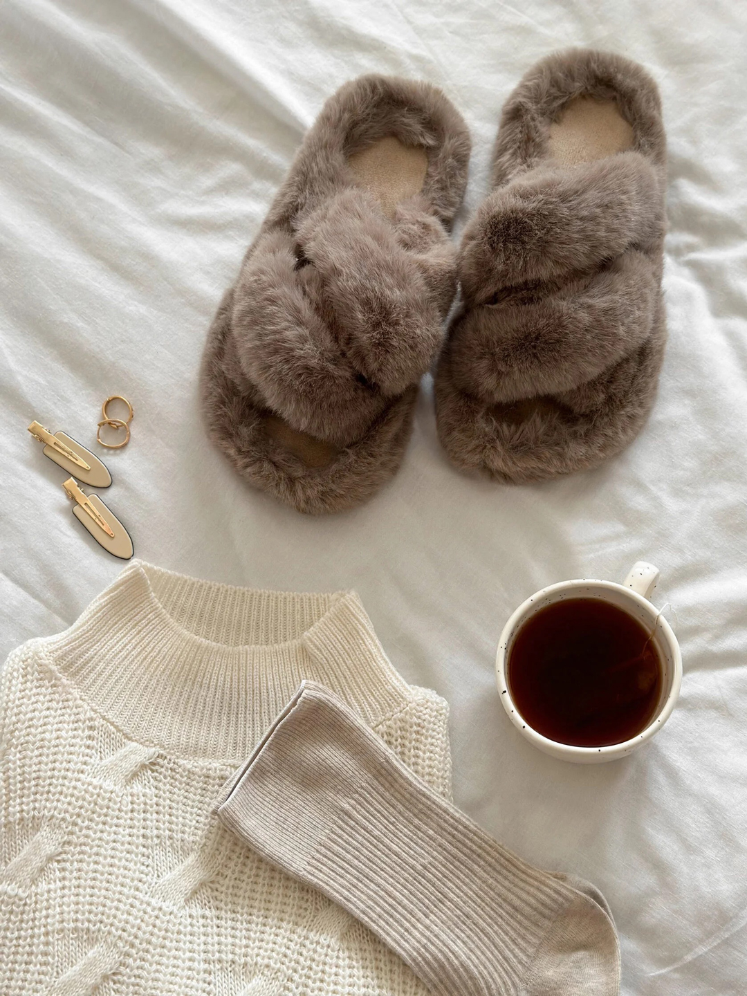 Домашние тапочки мех 590871 Коричневые