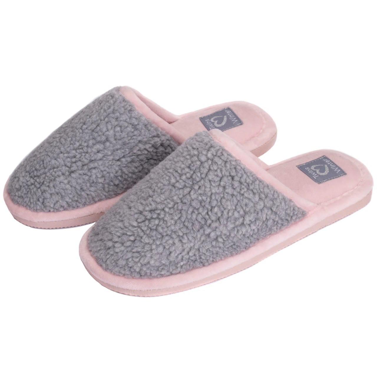 Домашние тапочки 584778 Серые розовые