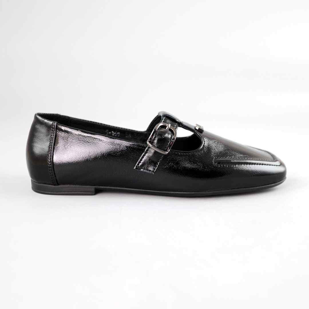 Туфли женские кожаные лак 591365 Черные распродажа