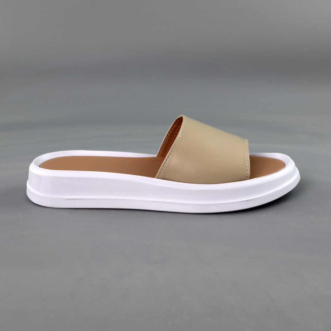 Шлепанцы женские кожа 591963 Бежевые распродажа