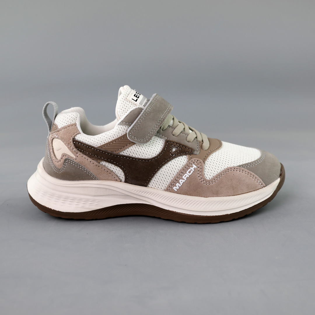 Кроссовки детские замша сетка 591811 Бежевые