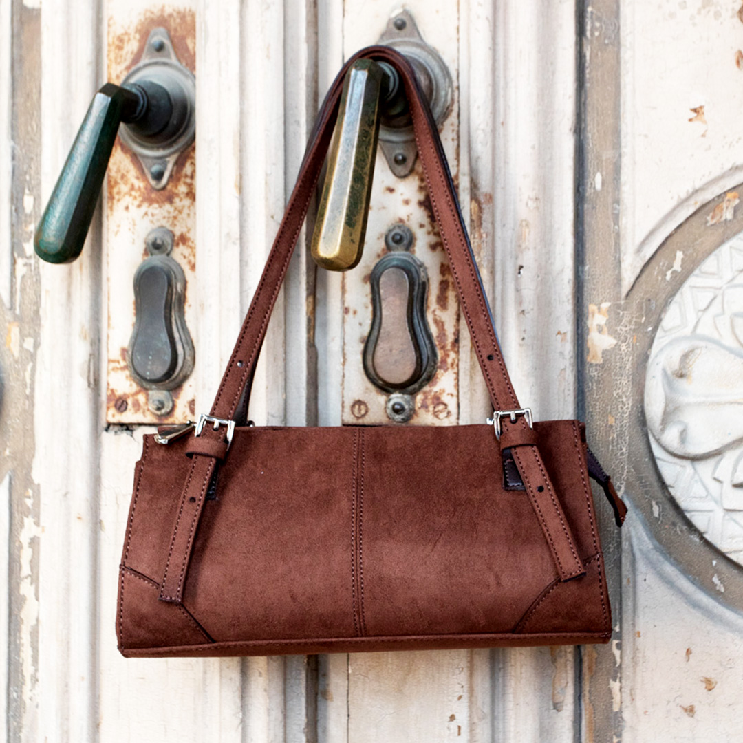 Сумка женская нубук 592356 Коричневая