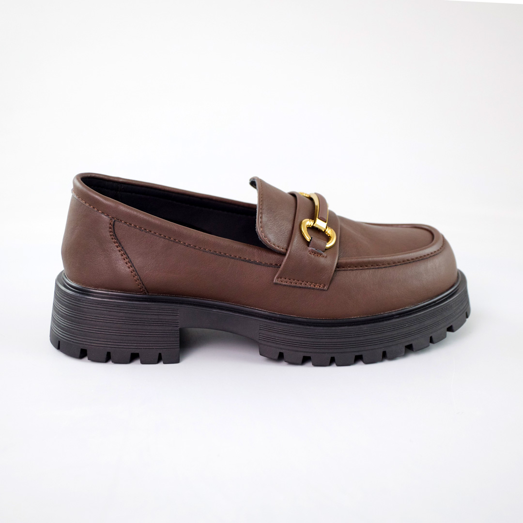 Лоферы женские кожаные 592960 Коричневые
