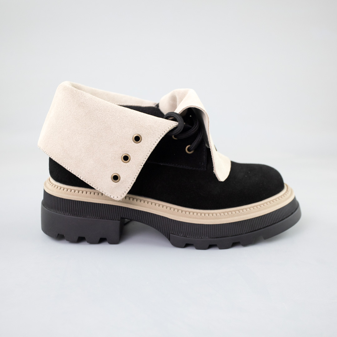 Ботинки женские замш байка 592739 Черные распродажа