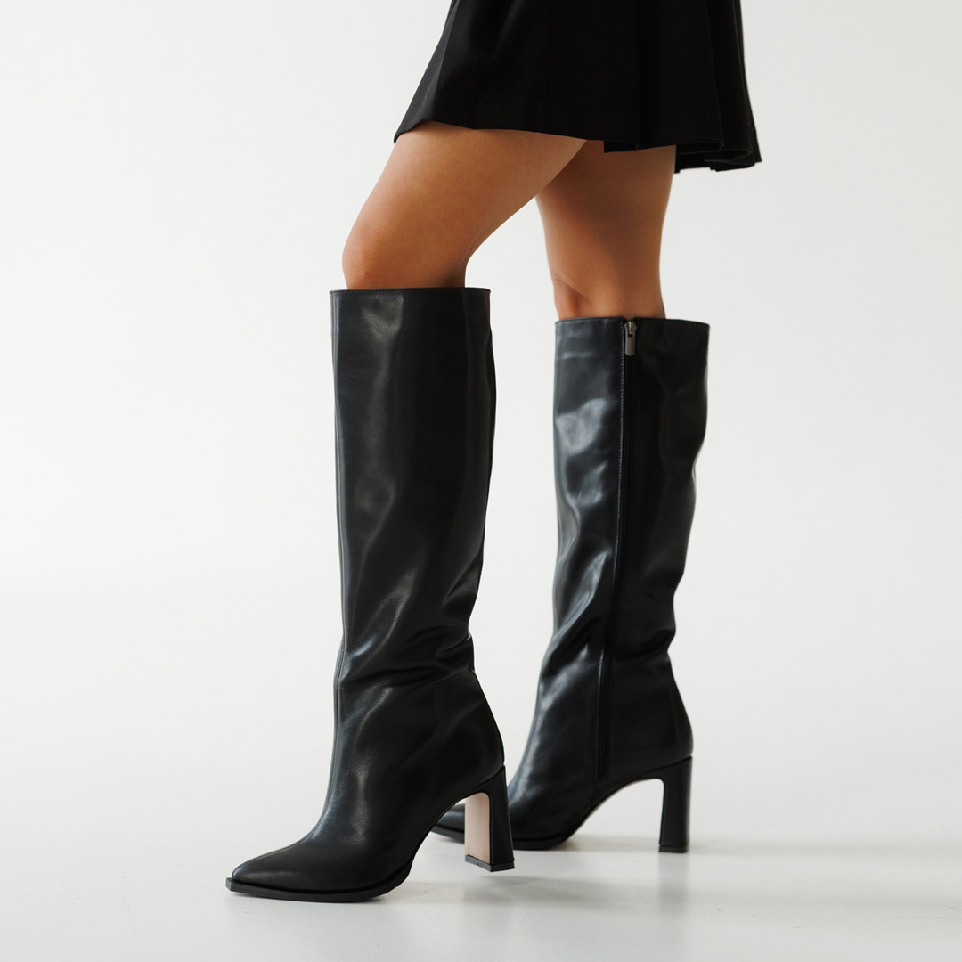 Чоботи жіночі шкіряні 592649 Чорні