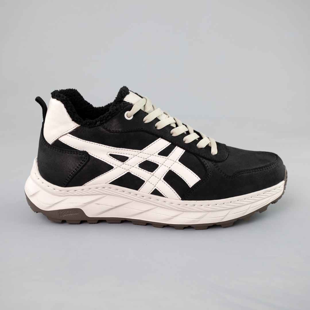 Кроссовки мужские кожаные на меху 592394 Черные