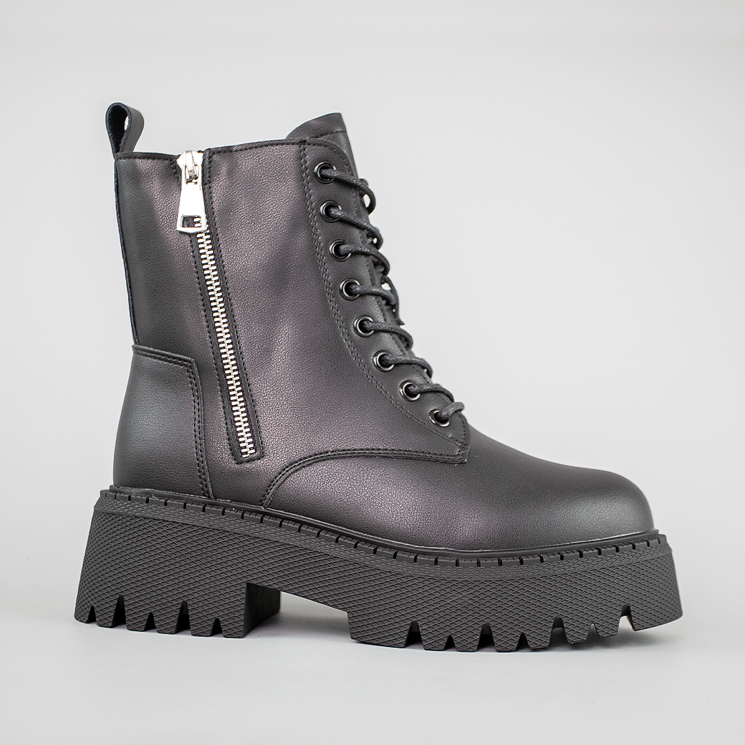 Черевики жіночі шкіряні на хутрі 593226 Чорні