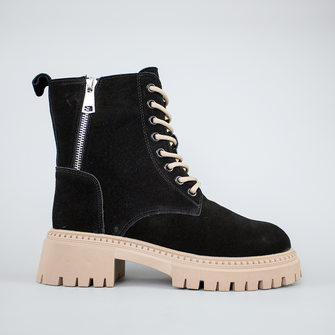 Черевики жіночі замшеві на хутрі 593228 Чорні