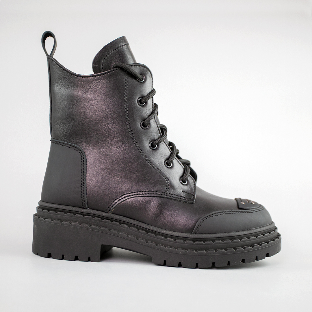 Черевики жіночі шкіра хутро 592693 Чорні