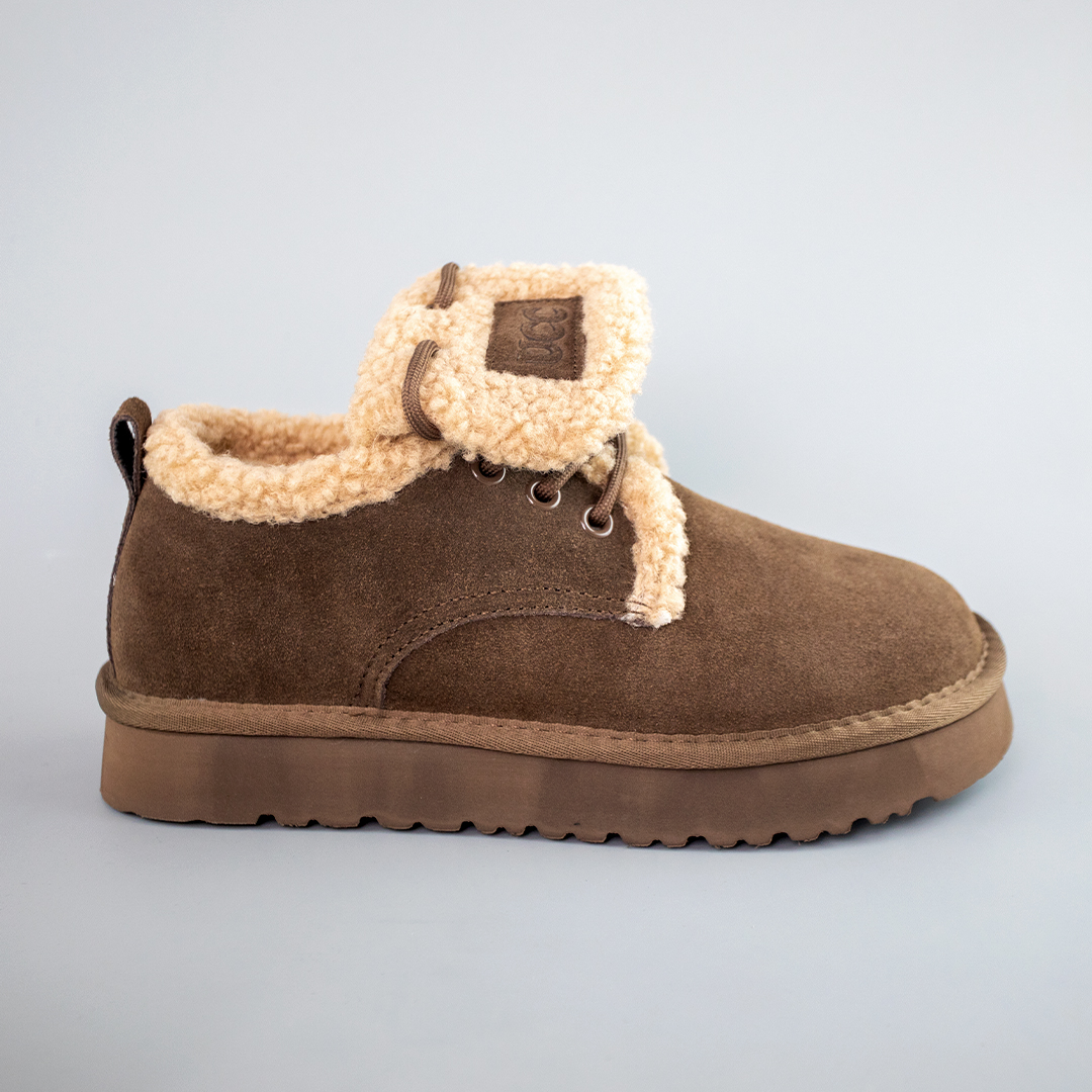 Угги жіночі замшеві низькі хутро 593337 Коричневі