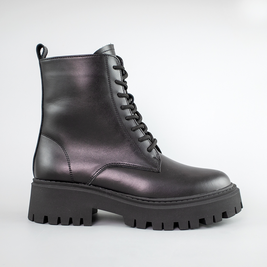 Черевики жіночі шкіра хутро 592639 Чорні