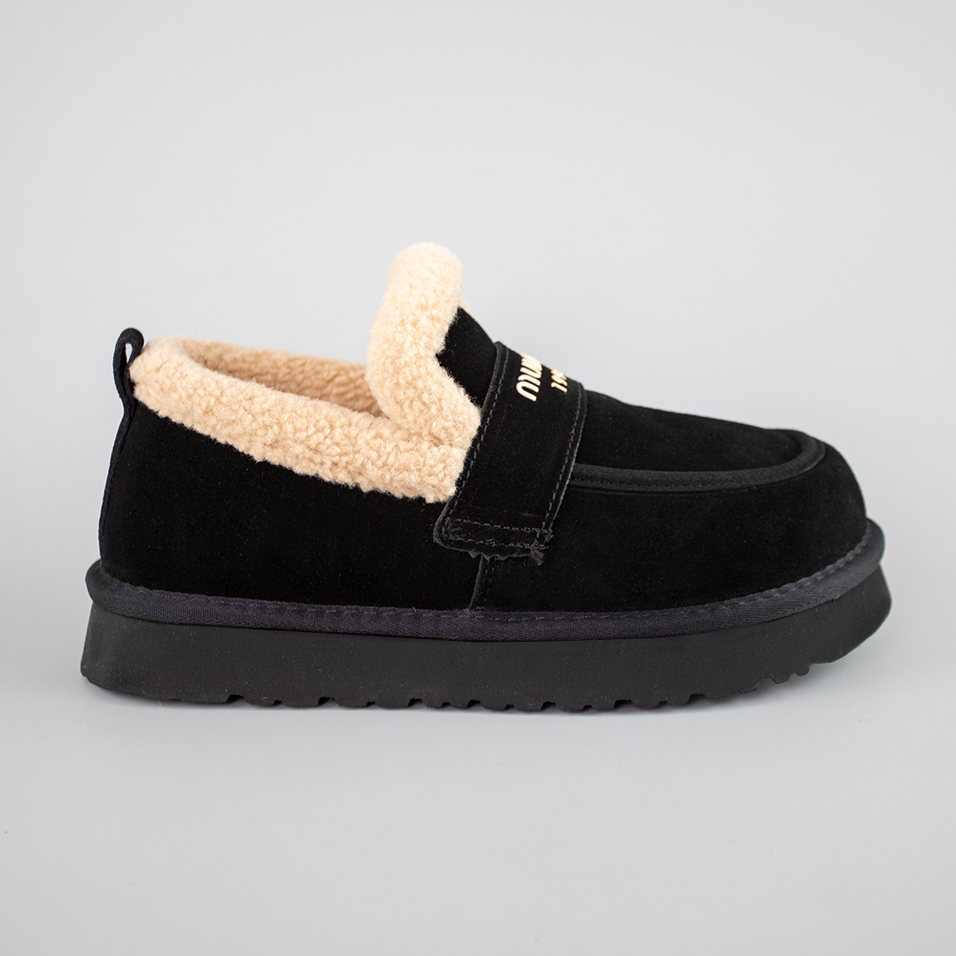 Лофери жіночі замшеві на хутрі 593381 Чорні