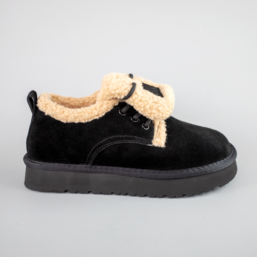 Угги жіночі замшеві низькі на хутрі 593399 Чорні 