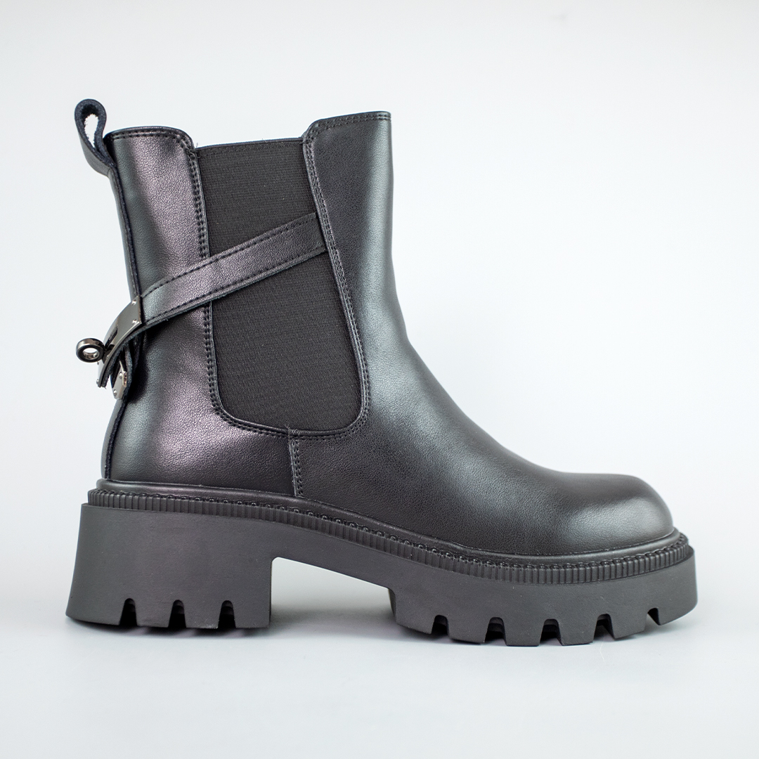 Челсі шкіряні хутро 593413 Чорні