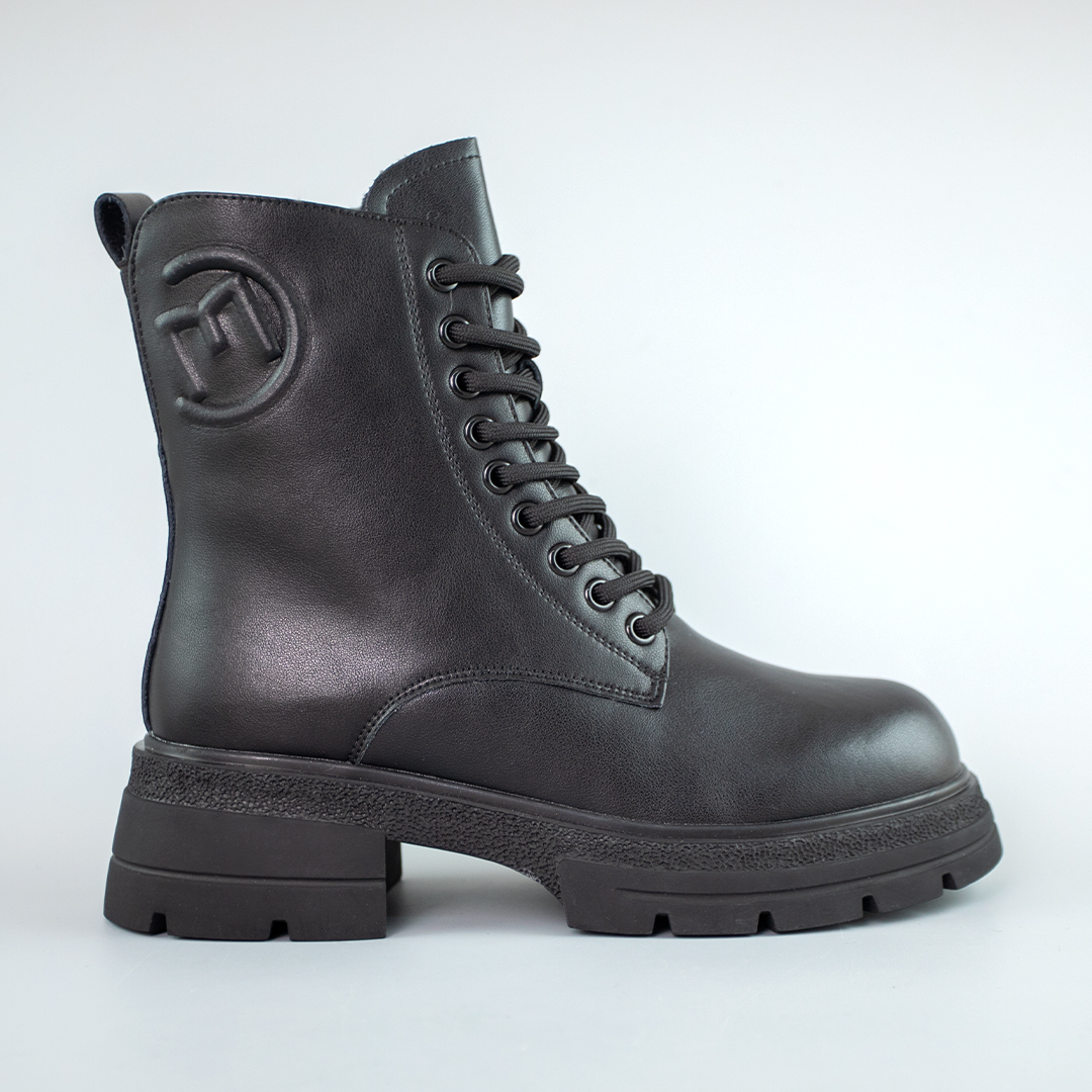 Черевики шкіряні хутро 593411 Чорні