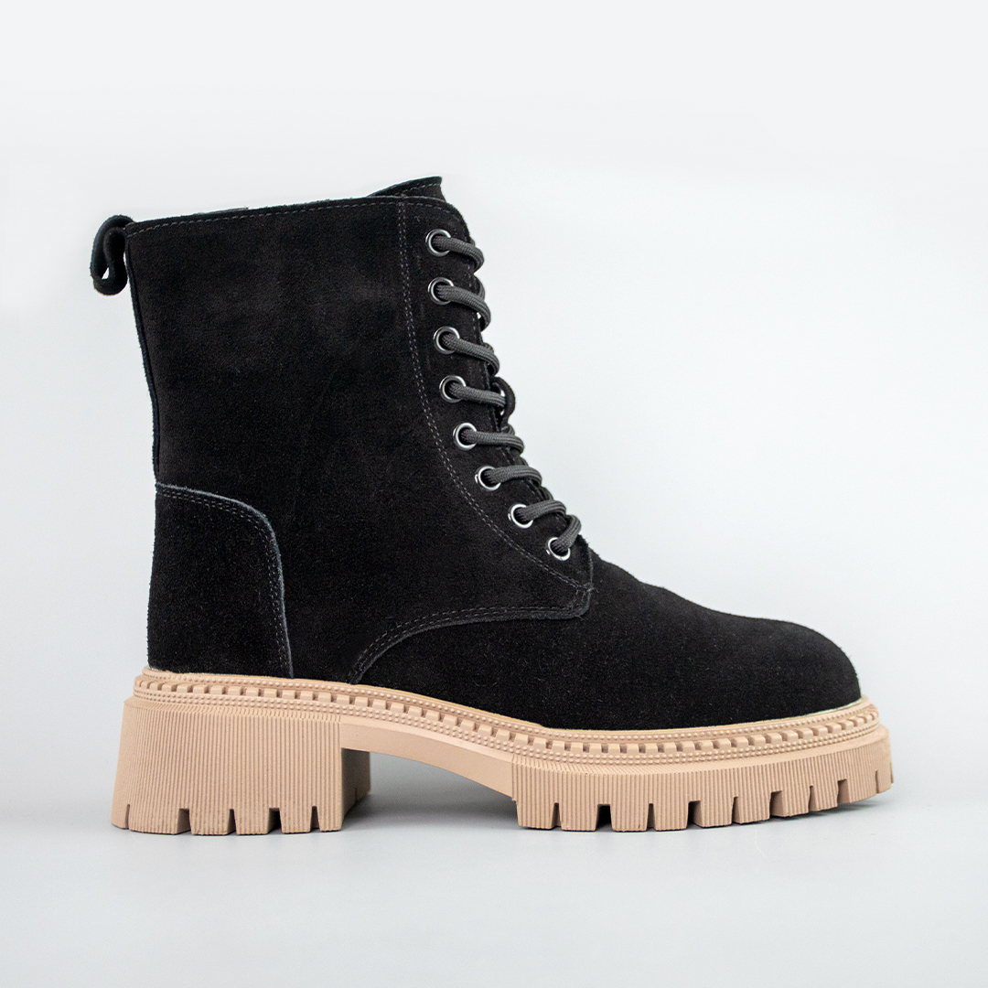 Черевики жіночі замшеві на хутрі 593428 Чорні
