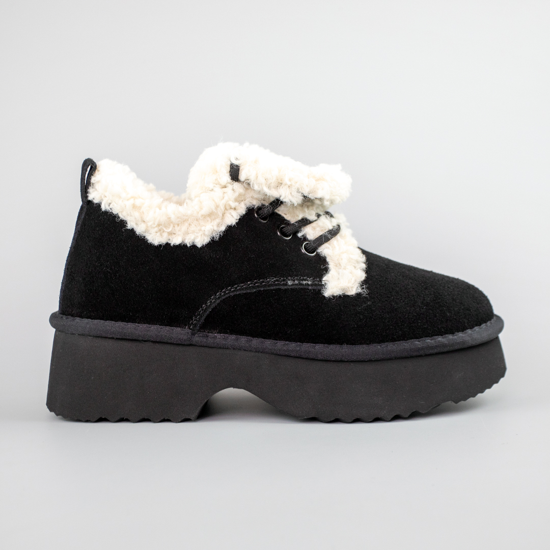 Угги жіночі замшеві низькі на хутрі 593604 Чорні