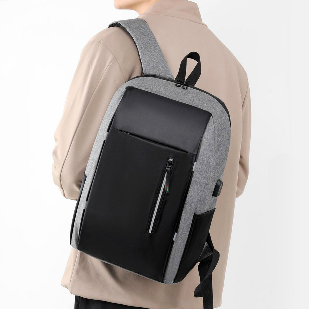 Практичный мужской рюкзак из полиэстера под ноутбук 592244 Серый