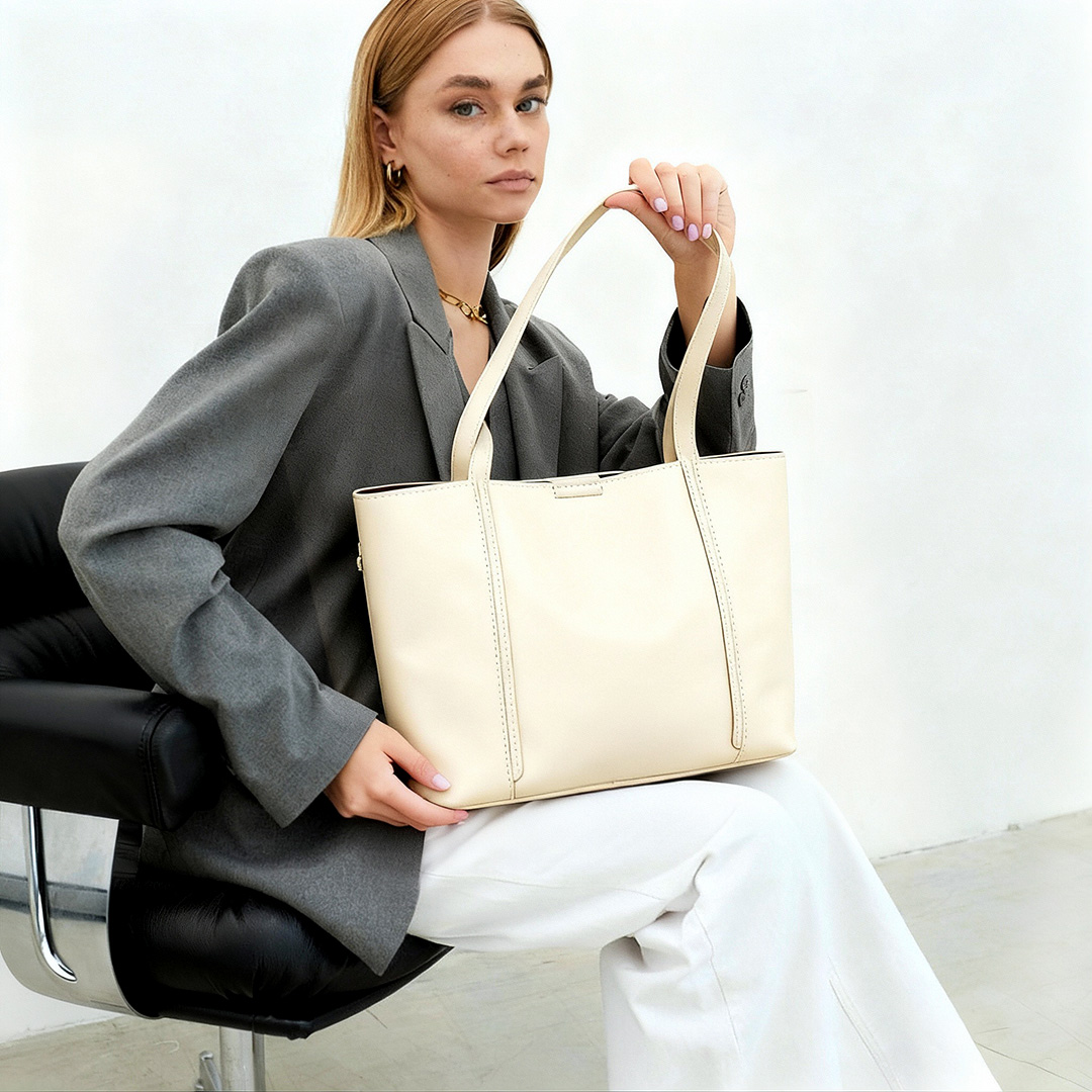 Сумка-шопер еко шкіра 593617 Молочна