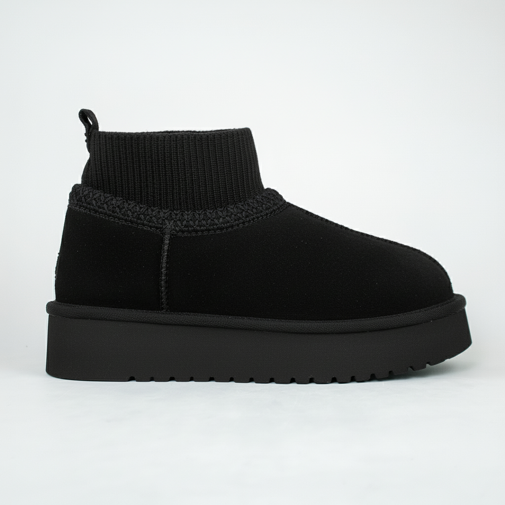Угги жіночі замш хутро 594026 Чорні