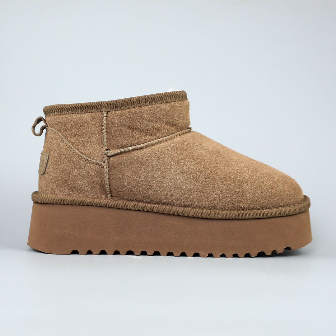 Угги жіночі замшеві хутро 594036 Бежеві