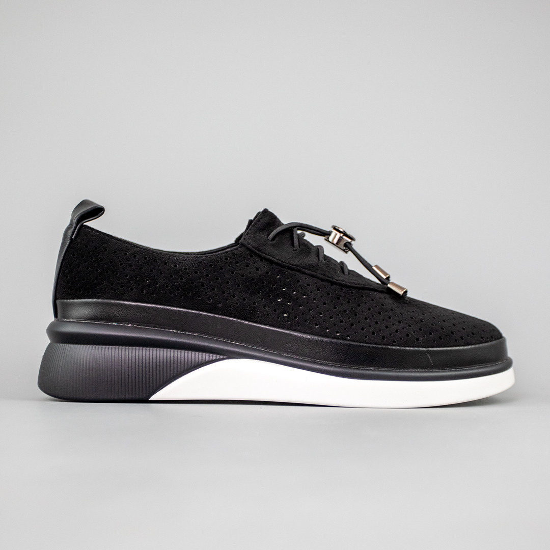 Мокасини жіночі замшеві з перфорацією 594086 Чорні