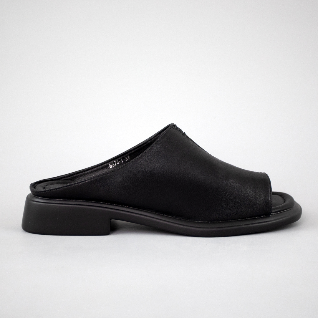 Шльопанці жіночі шкіра 594312 Чорні