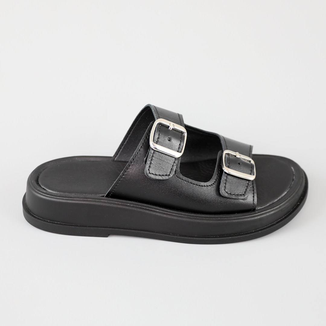 Шльопанці жіночі шкіра 594506 Чорні