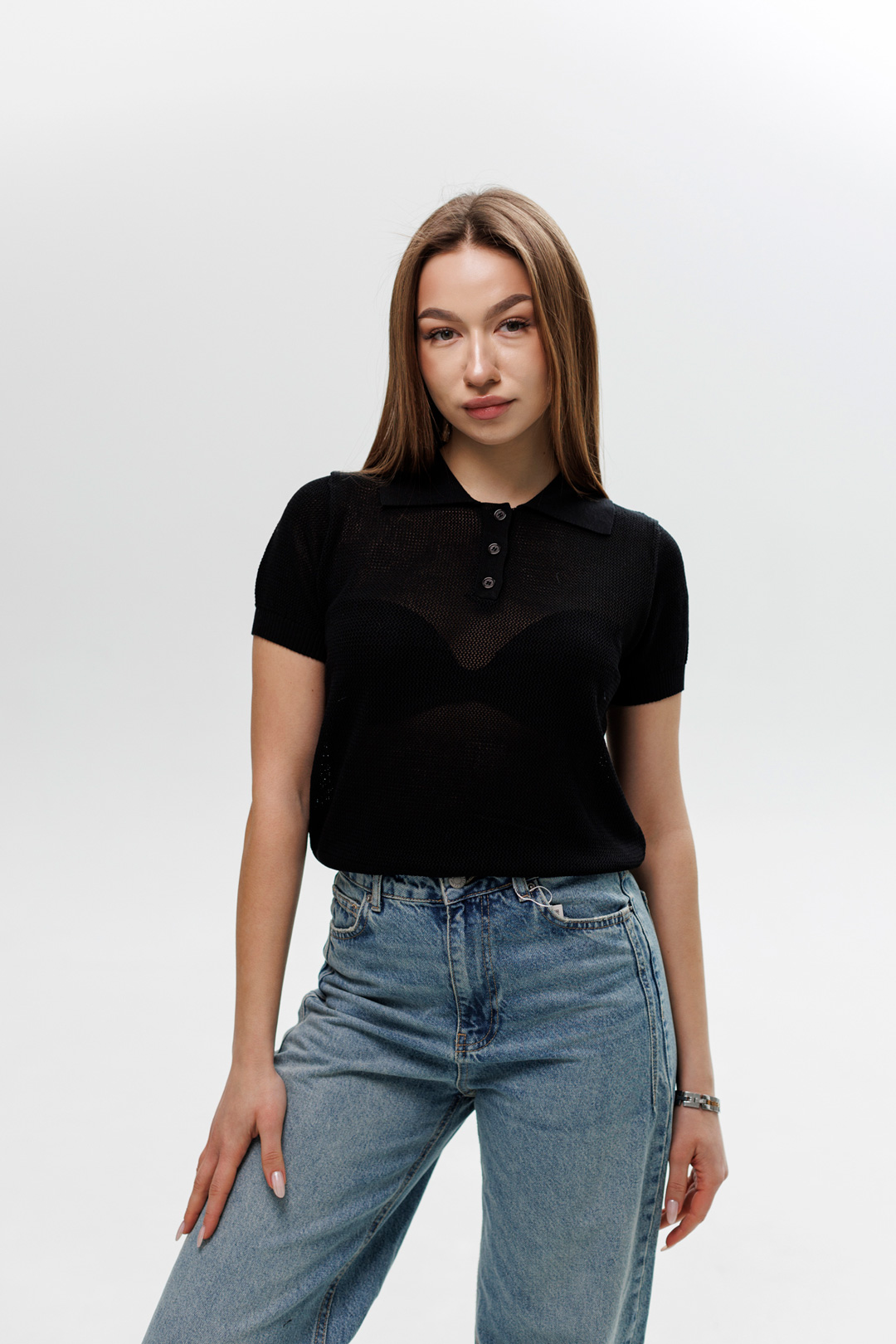 Футболка поло жіноча 594343 Чорна