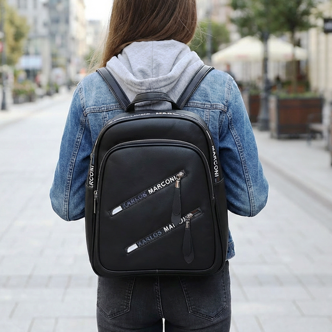 Рюкзак Karlos Marconi жіночий з екошкіри середній 590050 Чорний  