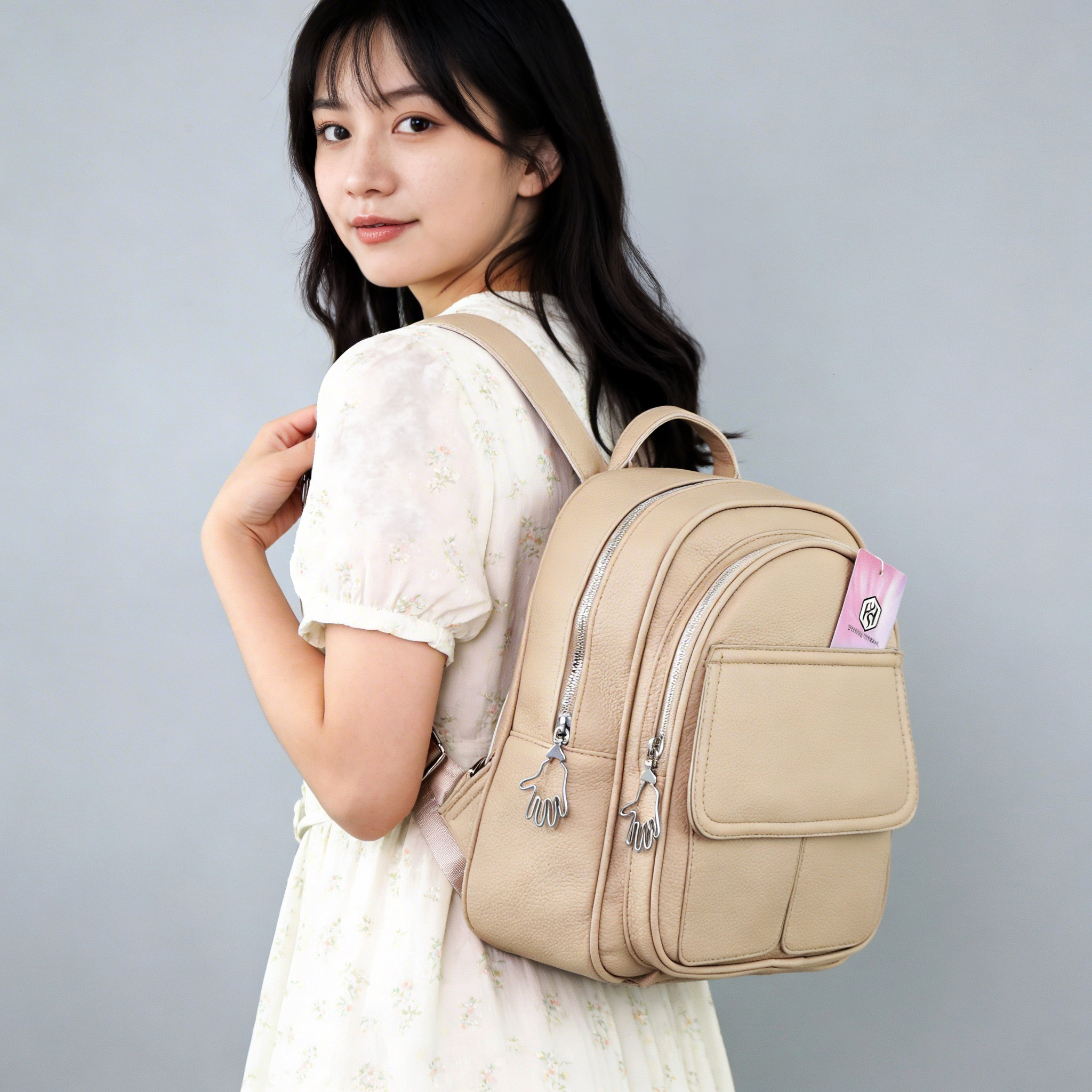 Рюкзак середній еко шкіра 594475 Бежевий