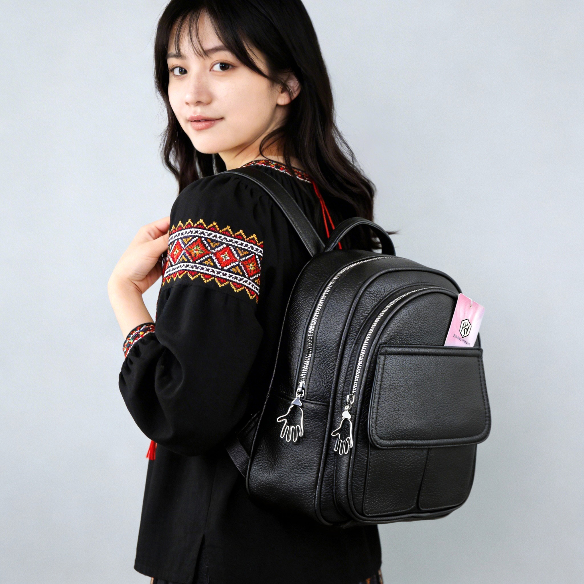 Рюкзак середній еко шкіра 594472 Чорний