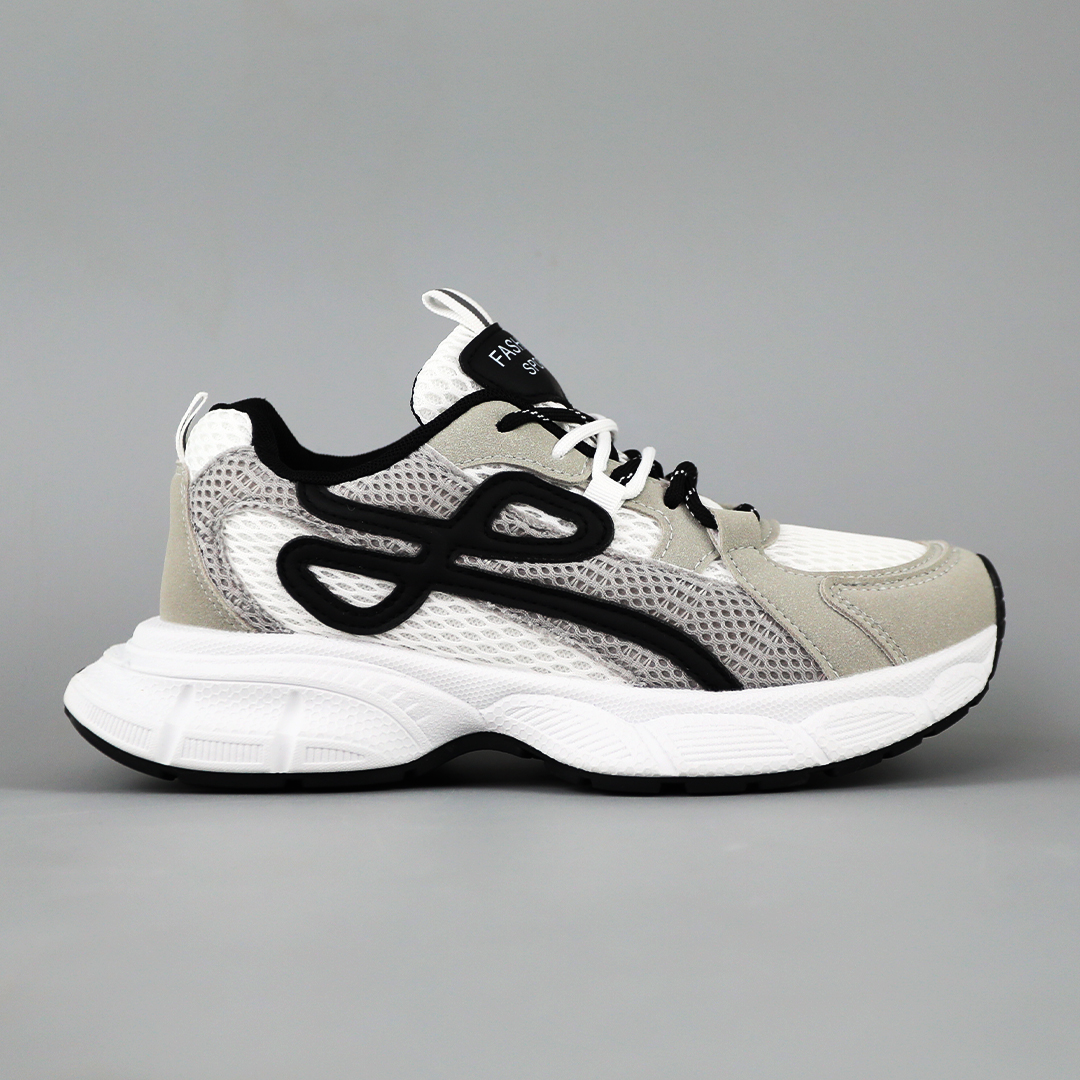 Кроссовки сетка эко замш 594599 Серые с белым