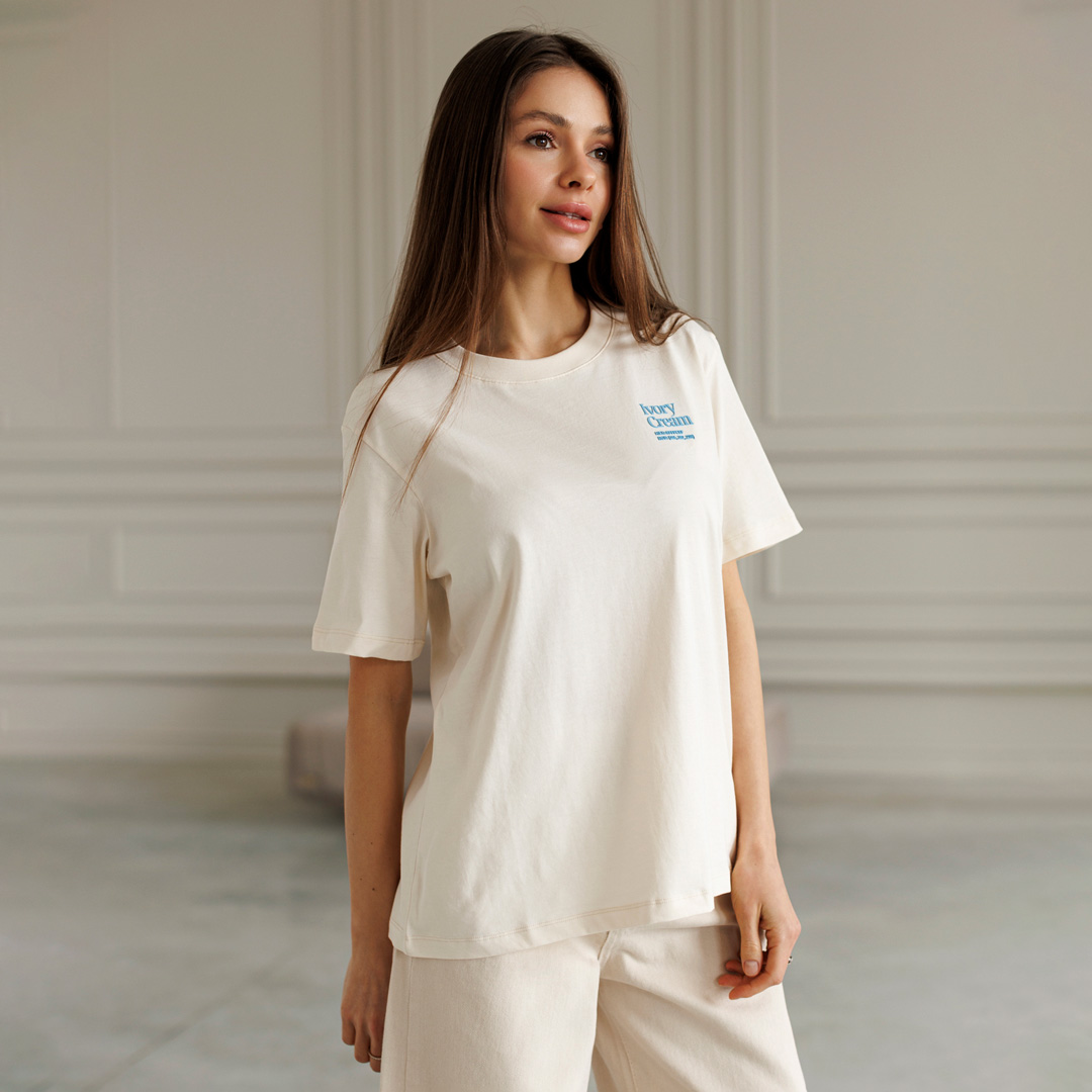 Футболка женская 595121 Молочная