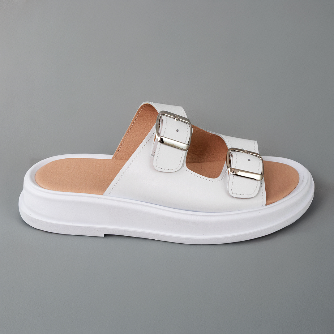 Шльопанці жіночі шкіра 594743 Білі 