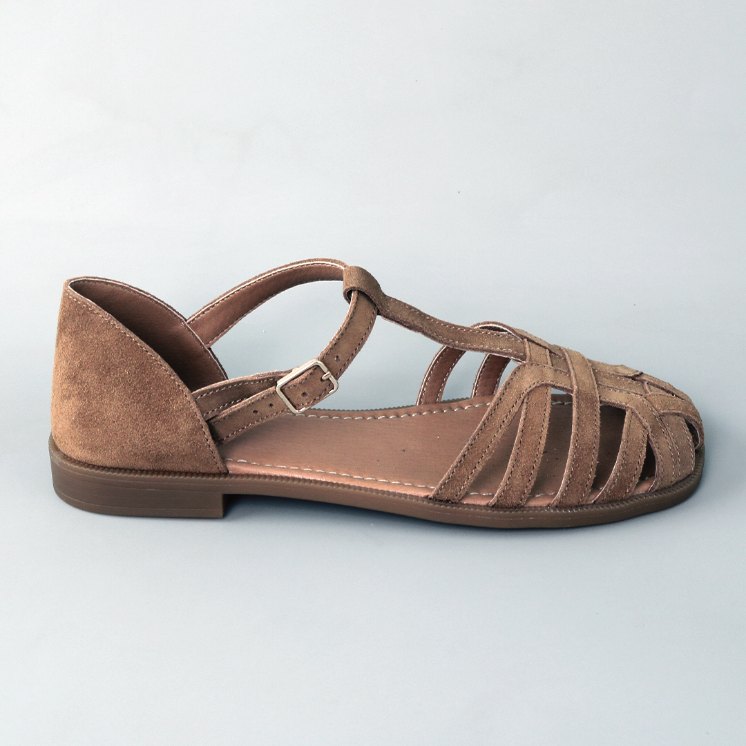 Сандали женские замшевые 594446 Светло-коричневые
